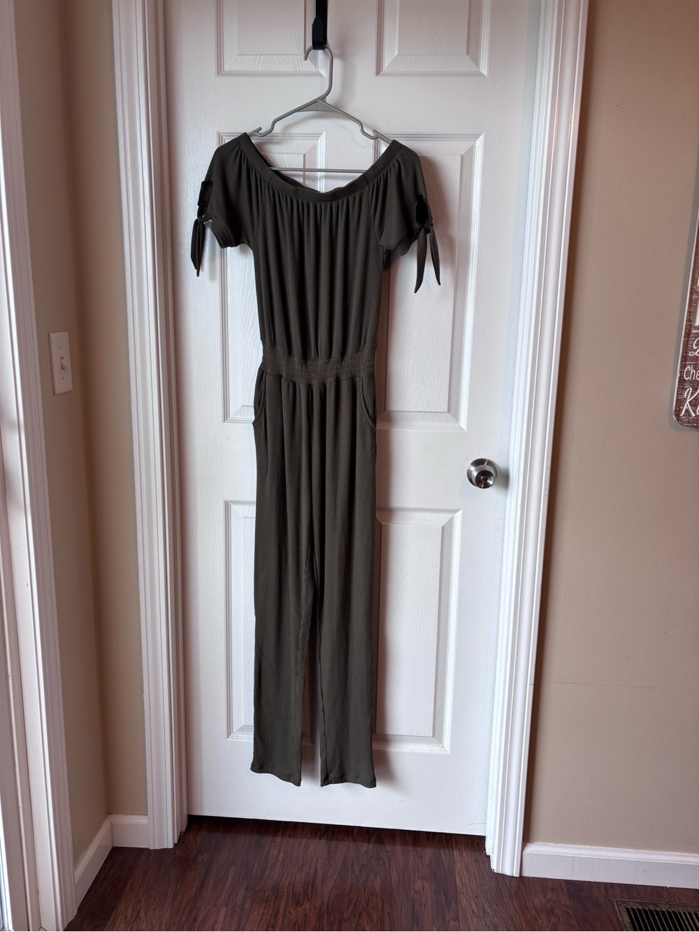 Derek Heart Olive Green One-Shoulder Jumpsuit